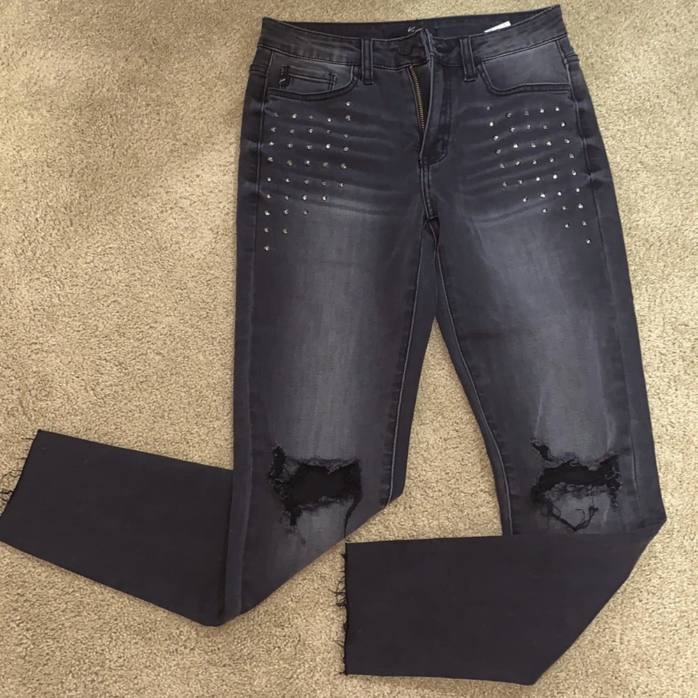 Black studded distressed kancan jeans